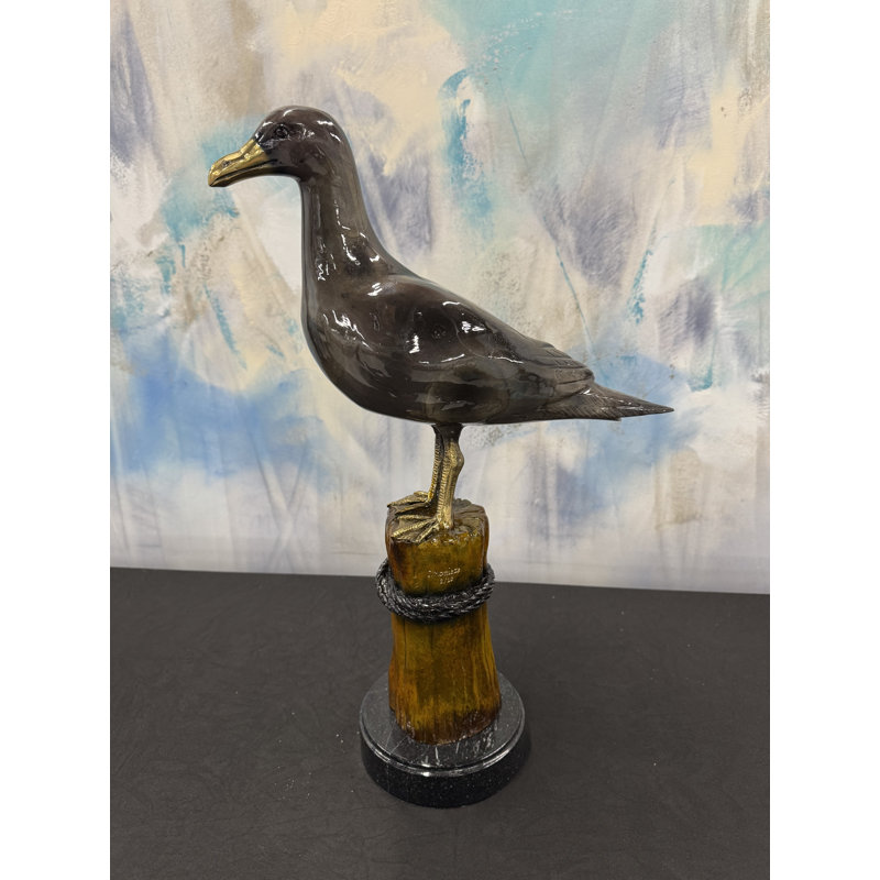 Sculptures & Beyond Bird on Tree Cast Bronze Sculpture – Lost-Wax Bronze with Hand-Applied Gray Patina on Black Marble Base – Nature & Garden Decorative Art for Home, Office, Garden & Outdoor Décor – Silver Harbor Watch – 22"H
