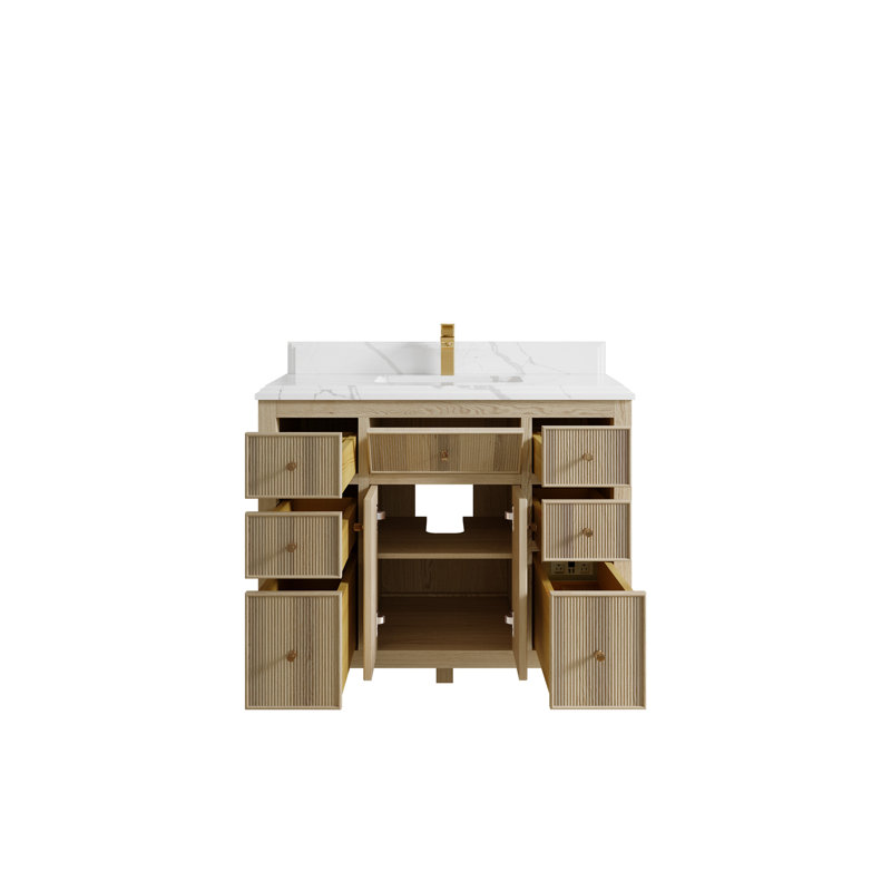 36" Single Bathroom Vanity Set, Calacatta Laza, Natural, 48"