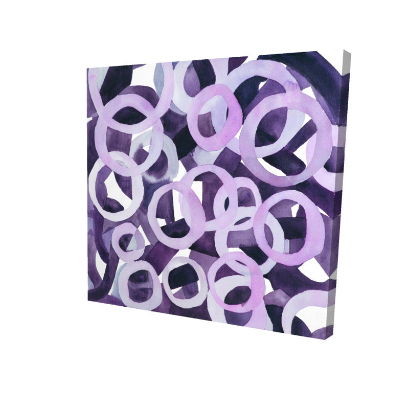 Abstraits anneaux mauves - Art illustratif pour décoration intérieure, H 36 po x l 36 po