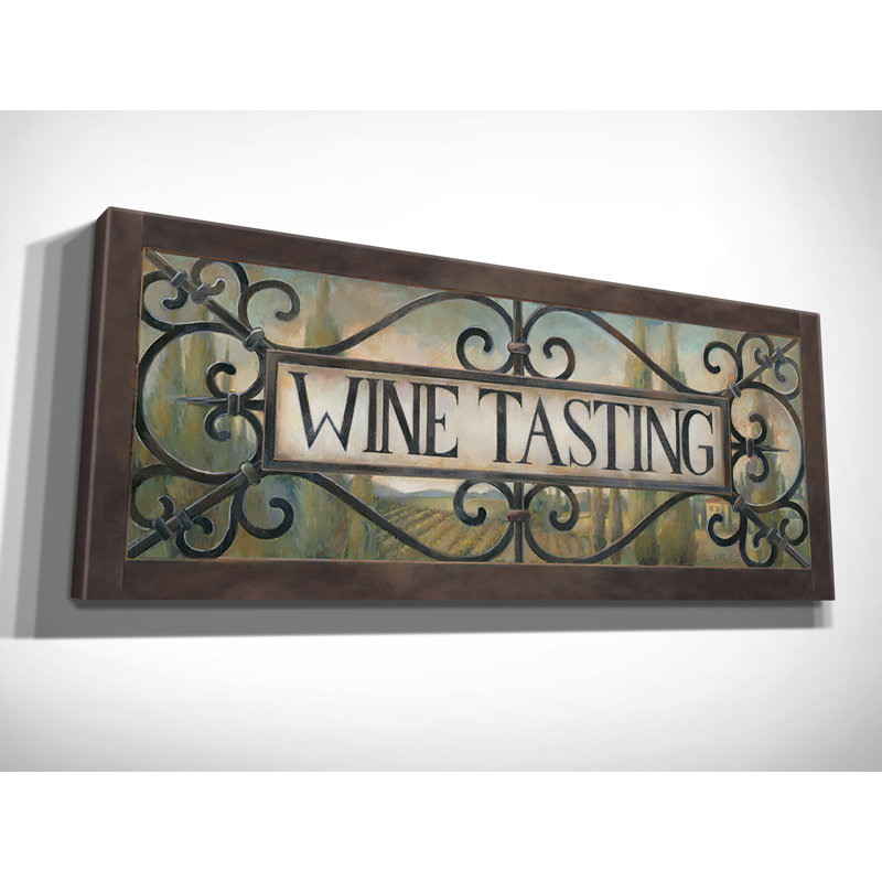 «Wine Tustation» par Elaine Vollherbst Lane, reproduction sur toile tendue, H 8 po x l 20 po x P 1,5 po