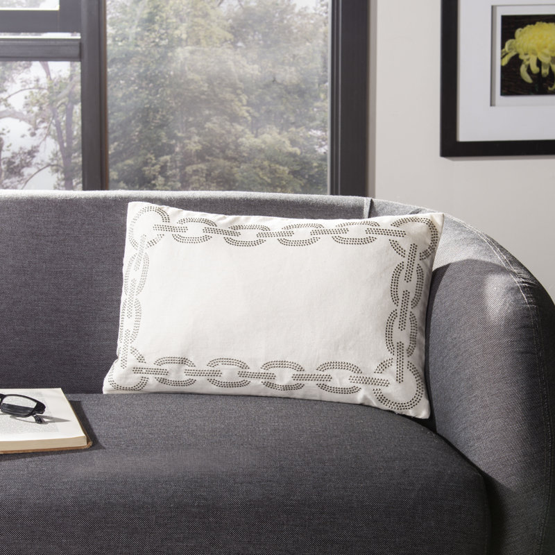 Abstract Reversible Throw Pillow, Beige, 12" x 20"