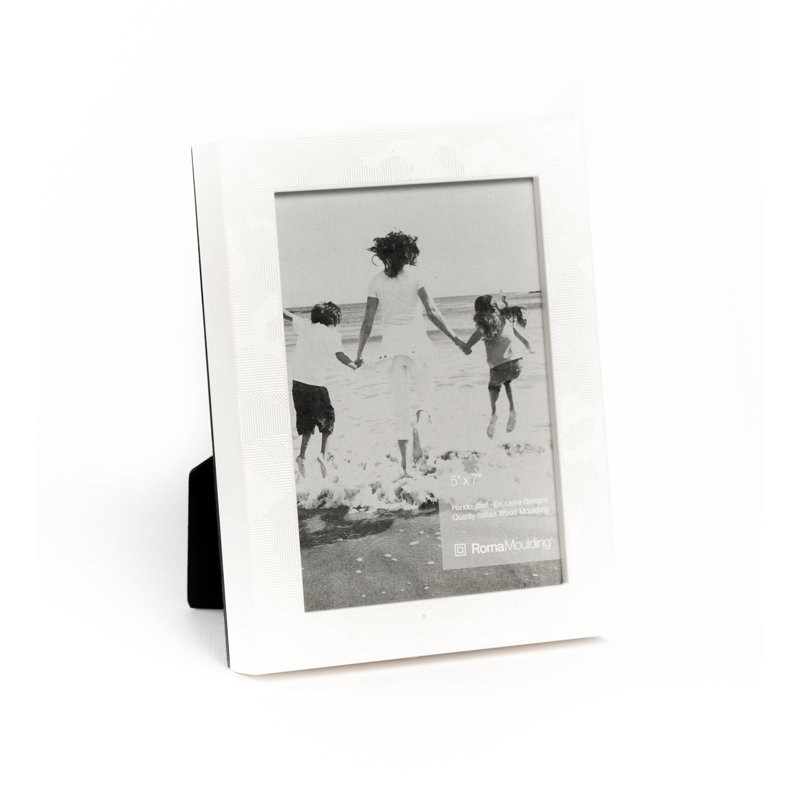 Cadre pour photo simple en bois embossé, 5 po x 7 po, Blanc