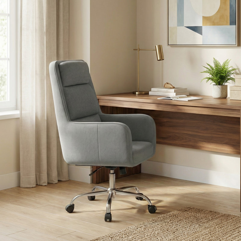 Fauteuil de direction pivotant avec appui-tête Modern, Gris foncé