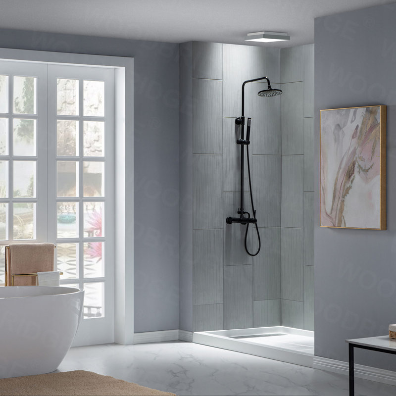Panneau mural de douche et baignoire 75/96 "H, surface solide, installation rapide, découpable, épaisseur 0,138", Gris mat
