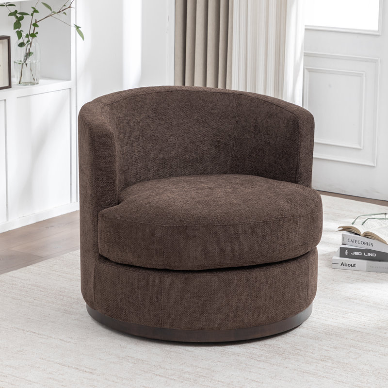 Fauteuil demi-tonneau Arabella, Chenille espresso performance