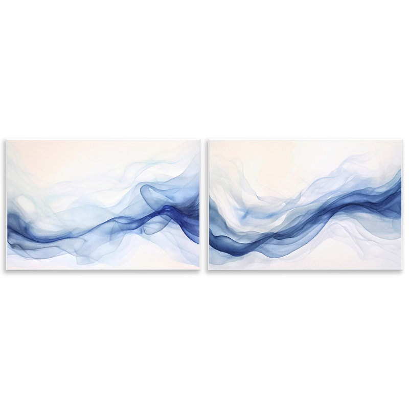 Ensemble de 2 plaques murales Dreamy Indigo Mist, par Andrea Haase, H 10 po x l 30 po