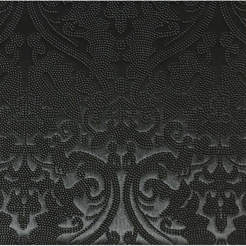 Parisian-Lyon Damask Pattern Vinyl Fabric, Black