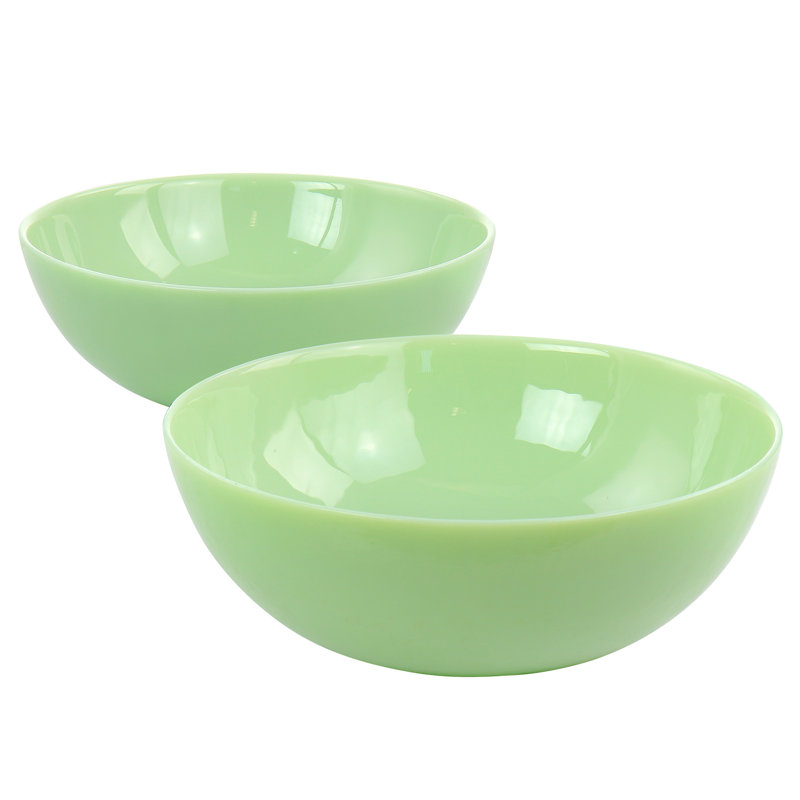 Glossy Jadeite Glass Serving Bowls, Set of Two