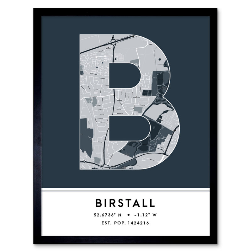Birstall City Map Birstall England United Kingdom City Map Navy - Single Picture Frame Typography