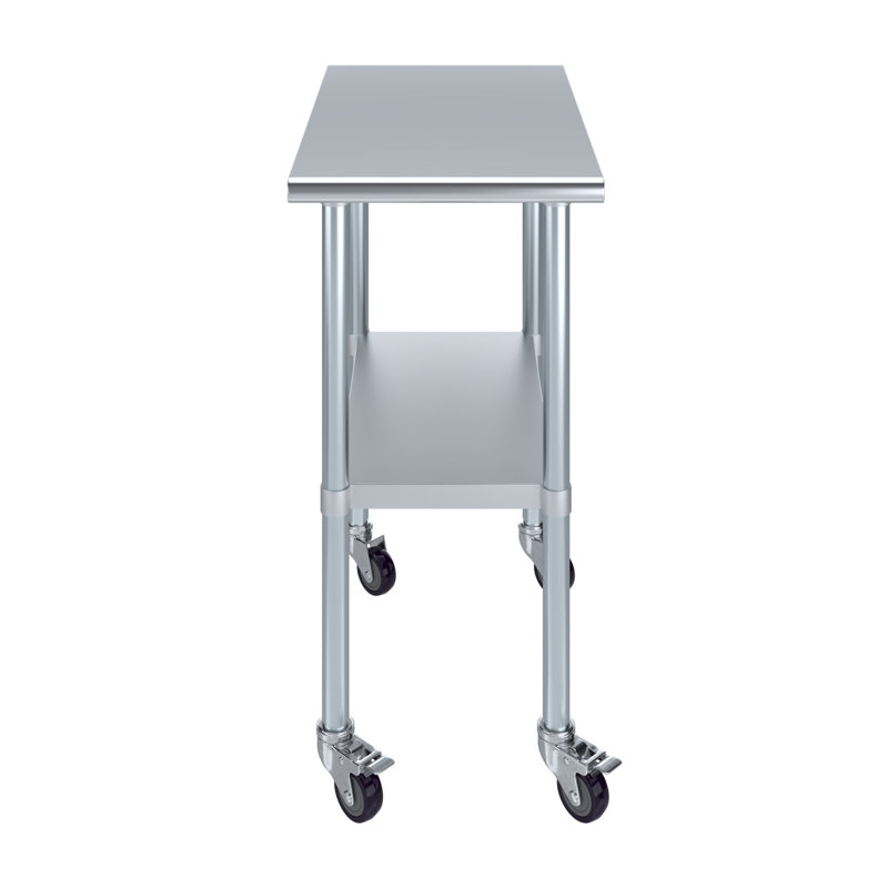 30 po X 18 po Table en acier inoxydable avec roulettes