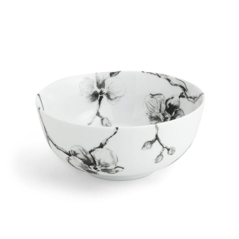 Black Orchid Handmade Porcelain Cereal Bowl