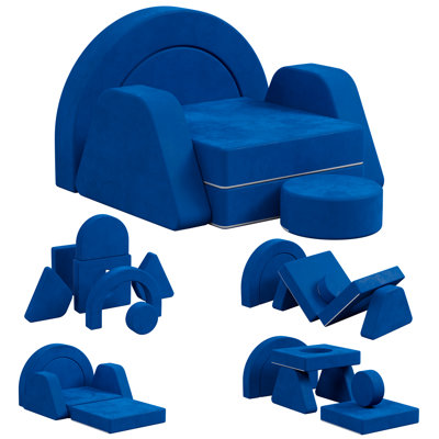 Velvet Modular Kids Play Couch, Kids Toddler Couch, Sectional Sofa
