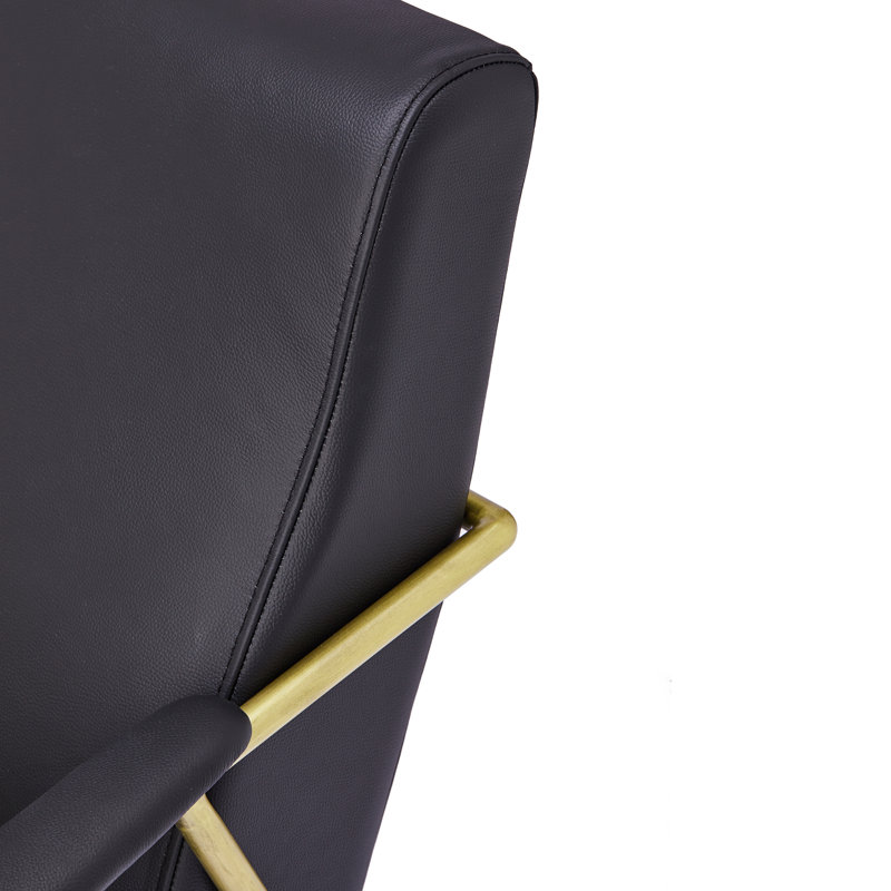 Chaise avec accoudoirs Strathearn, Cuir véritable noir