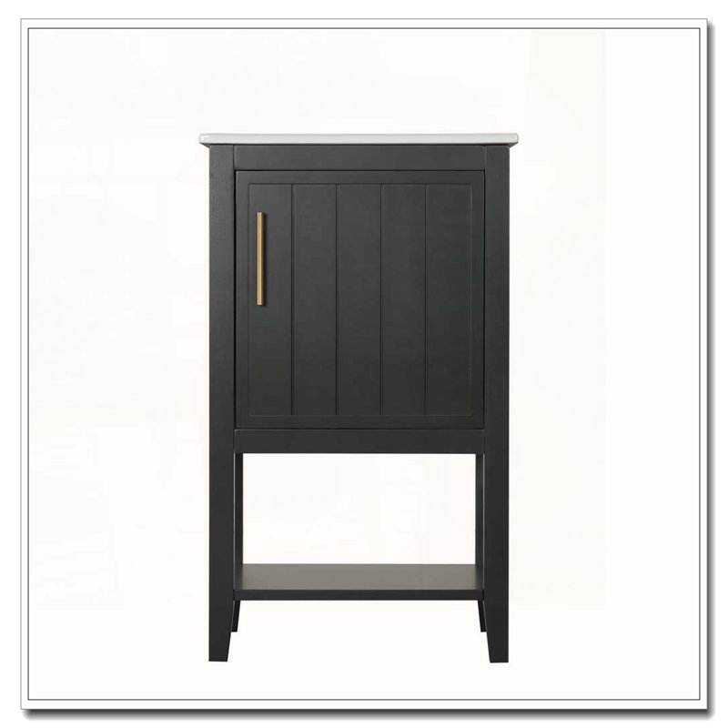 Meuble-lavabo de 20 po avec porte à fermeture en douceur et tablette ouverte, Black