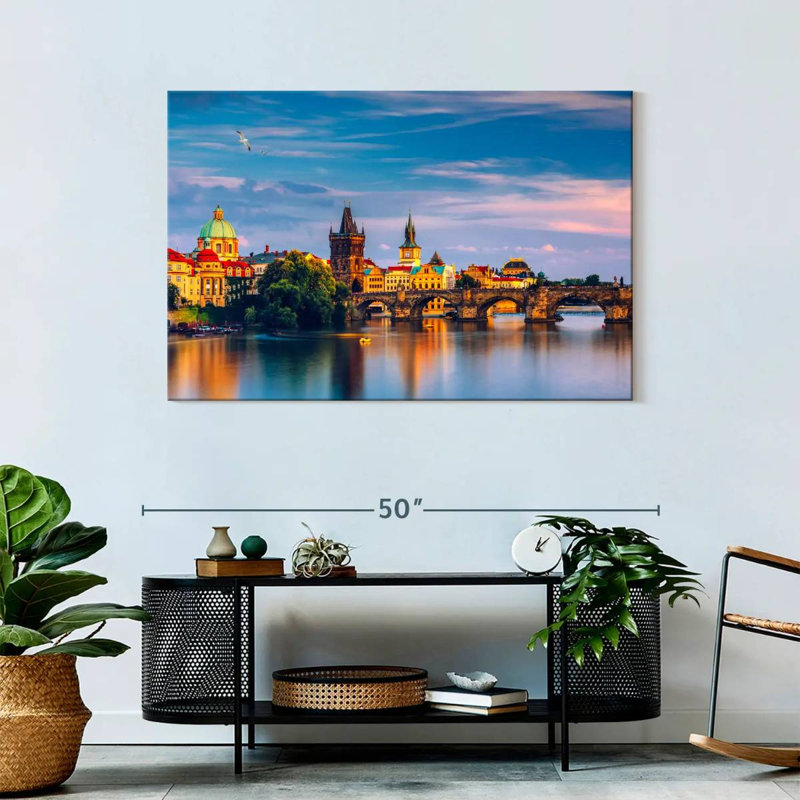 Pont Charles et paysage urbain, H 30 po x l 45 po