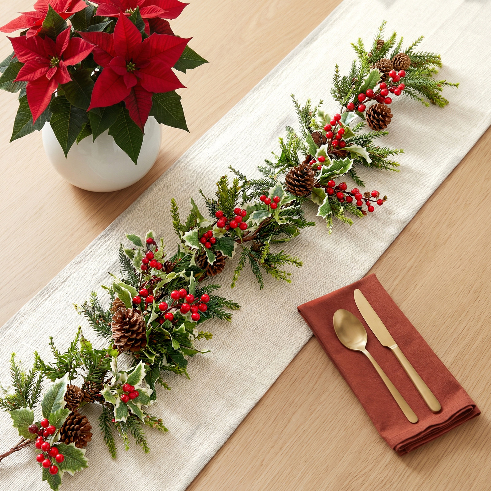 54'' in. Faux Holly Garland