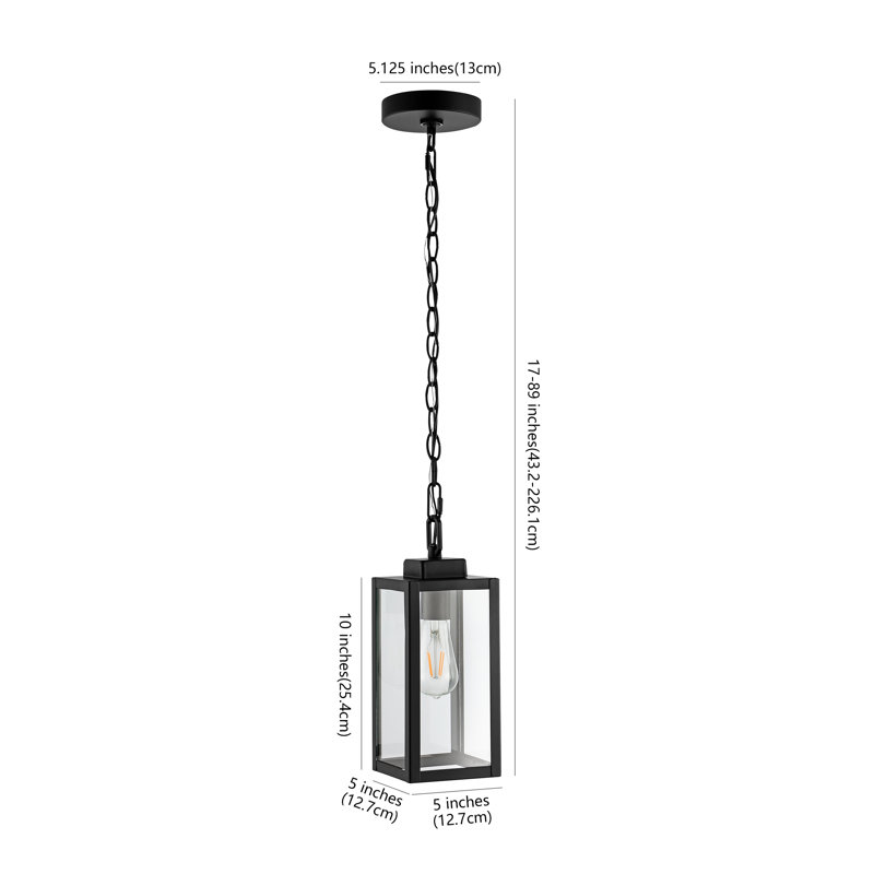 Luminaire suspendu d'extérieur noir H 1 po Wright