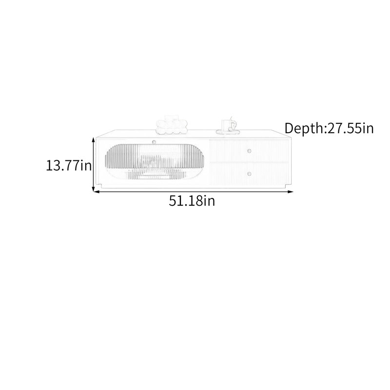 Table basse luxueuse avec rangement en verre, H 13,77 po x L 51,18 po x l 27,55 po