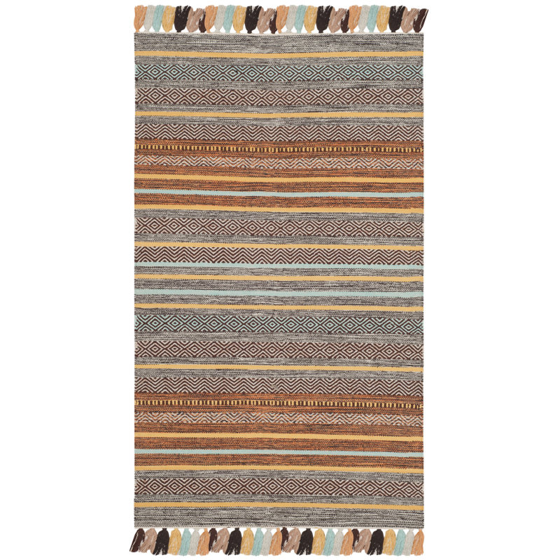 Montauk Hand Woven Cotton Striped Rug, Rectangle 5' x 8'