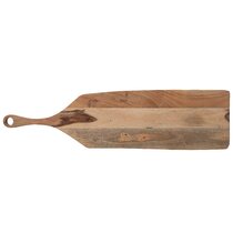 Creative Co-op Round Small Suar Wood Cutting Board with Handle, Natural