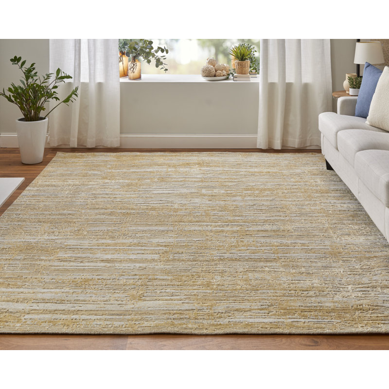 Eastfield Abstract Area Rug in Brown/Gold/Ivory, Rectangle 4' x 6'