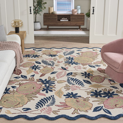 Laine touffetée à la main Jardin; Tapis d'intérieur floral en coton