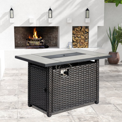 Rectangle Iron Propane Fire Pit Table