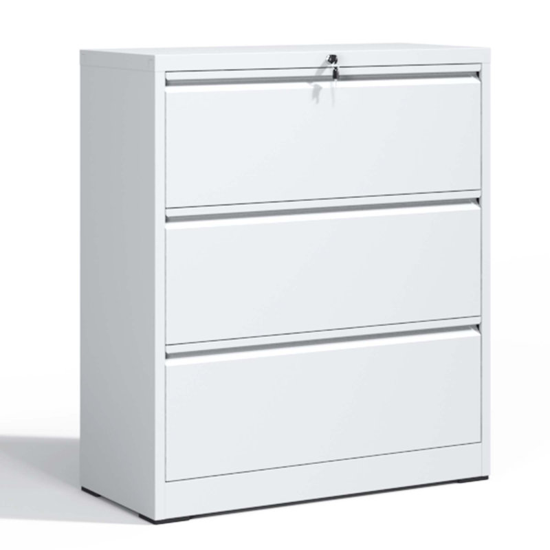 White 3-Drawer Lockable Metal Lateral Filing Cabinet