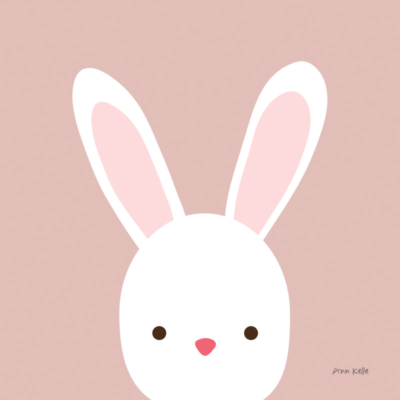 «Elfreida Cuddly Bunny» rose doux par Ann Kelle, H 12 po x l 12 po, Non, Toile tendue
