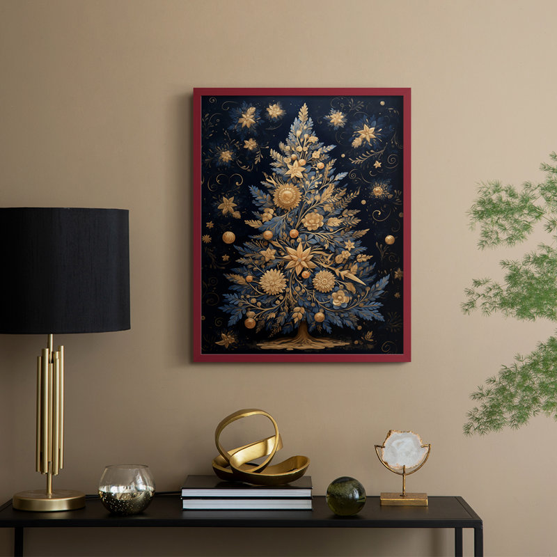 Christmas Holiday Art DCXLV Framed Print - Solid Wood, H 21 po x l 17 po, Rouge