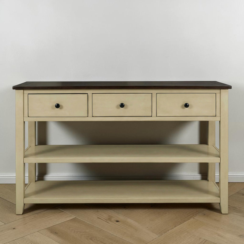 50" Console Table, Espresso, Beige