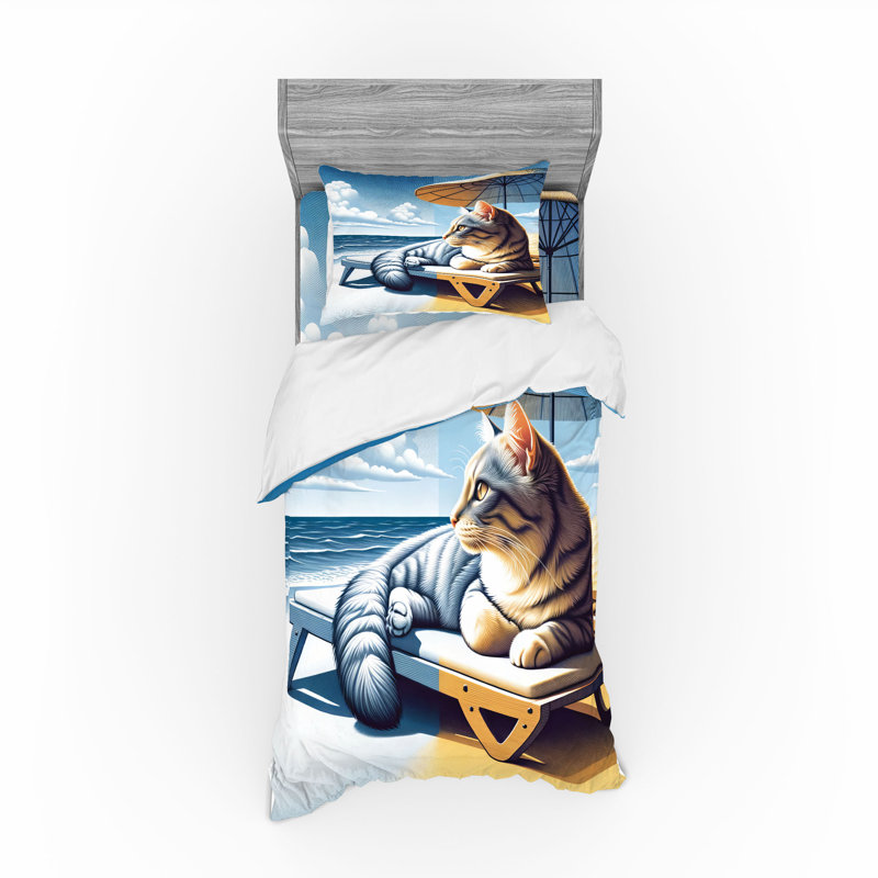 Ensemble de literie pour chat Ambesonne et moutarde bleu pâle, Housse de couette simple + 6 pièces supplémentai