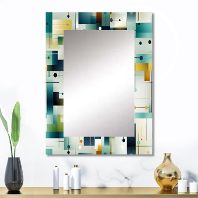 Green Cubic Oasis Geometric - Geometric Mirror Wall Decor
