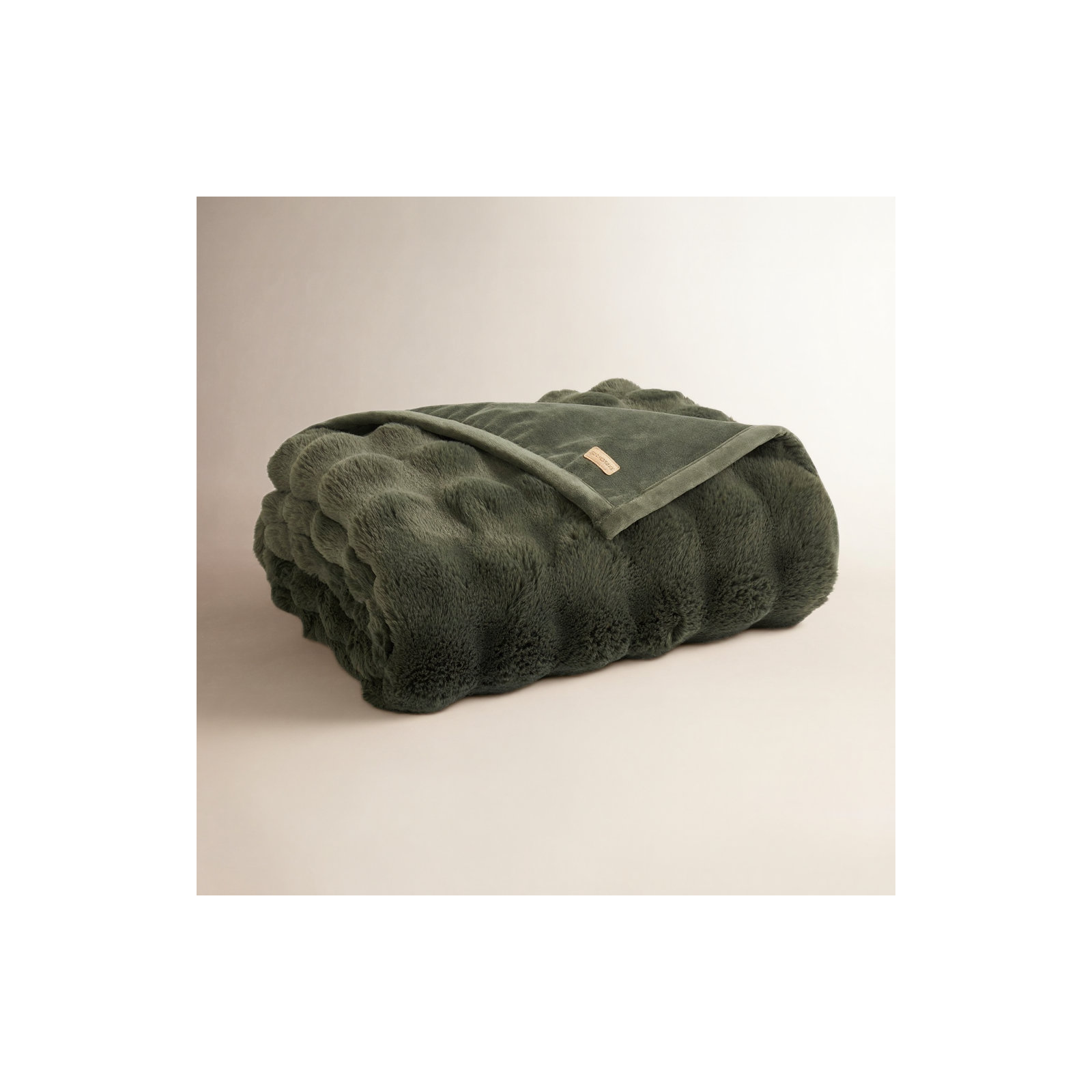 Ridgeline Faux Fur Throw Blanket, Loden Green, 60" L x 50" W