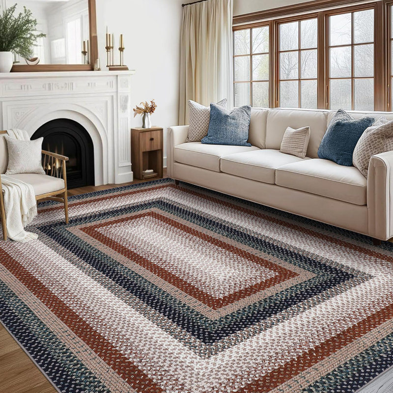 Striped Area Rug, Blue, Runner 60 x 230 cm