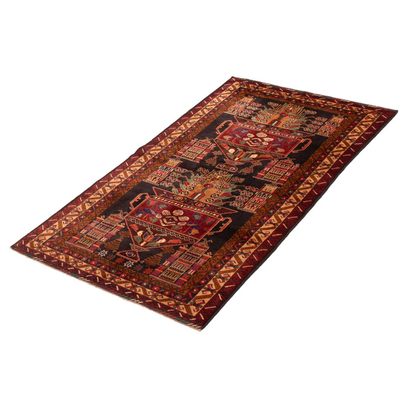 Tapis rectangulaire unique de 3 pi 7 po x 6 pi 7 po années 1990