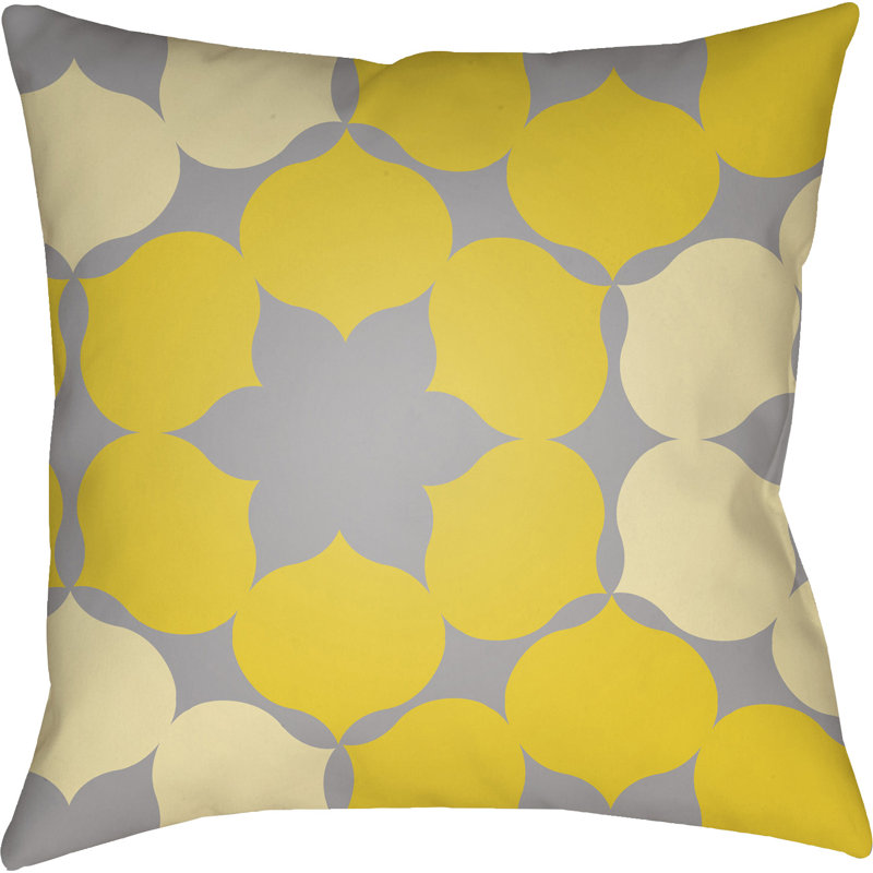 Moderne Geometric Throw Pillow, Yellow/Grey, 22" H  x 22" W x 4" D