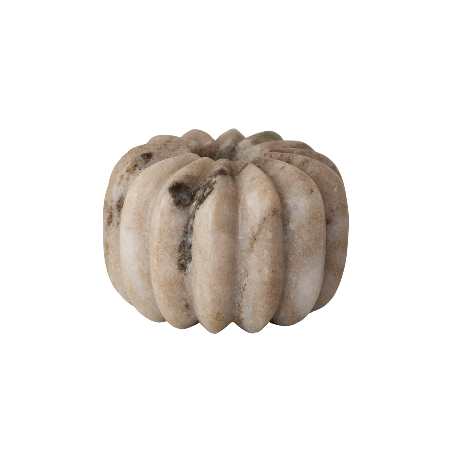 Buff Marble Ribbed Taper Candle Holder
