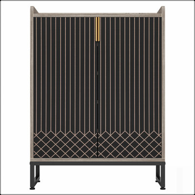 Armoire à chaussures 29,52 po grise et noire avec portes, 5 niveaux pour un rangement et un rangement des chaussures efficaces