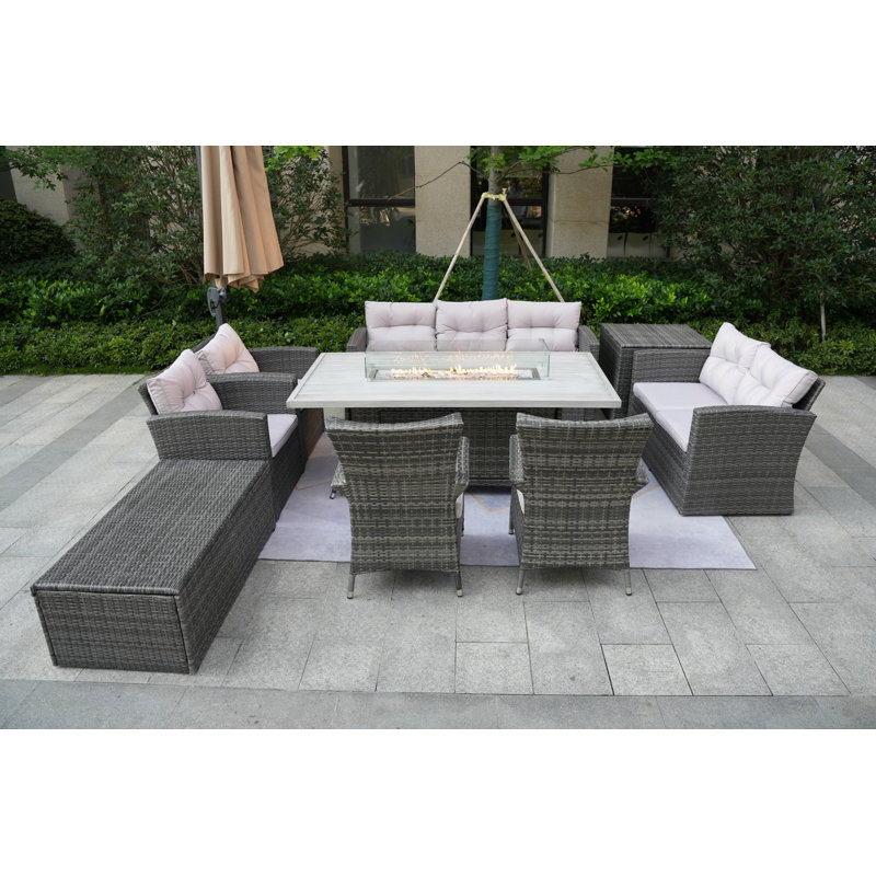 Alseepa 9 - Person Patio Conversation Set with Cushions