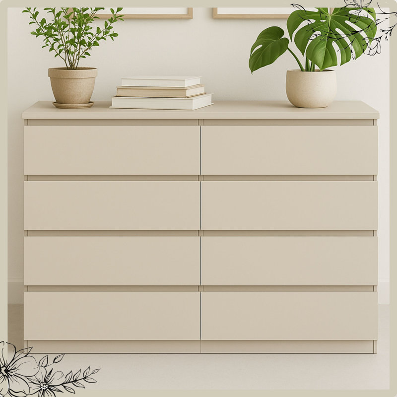 120cm W 8 - Drawer Chest of Drawers, Cashmere