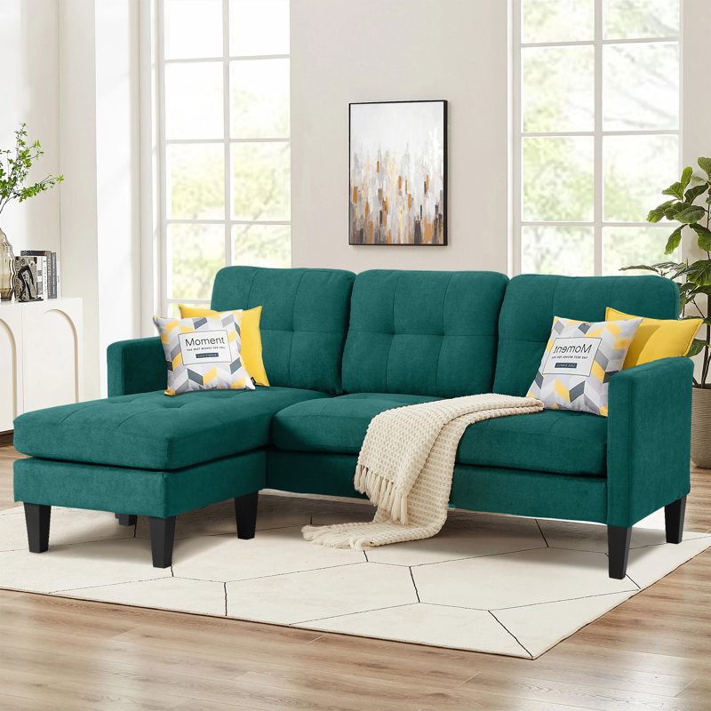 Atiye 74'' Upholstered Convertible Sofa, Green Linen