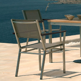 Equinox Dining Armchair, Graphite Finish/Titanium Sling