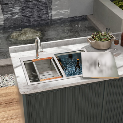 Outdoor Double Bowl Drop-In Stainless Steel Sink | Gift Idea