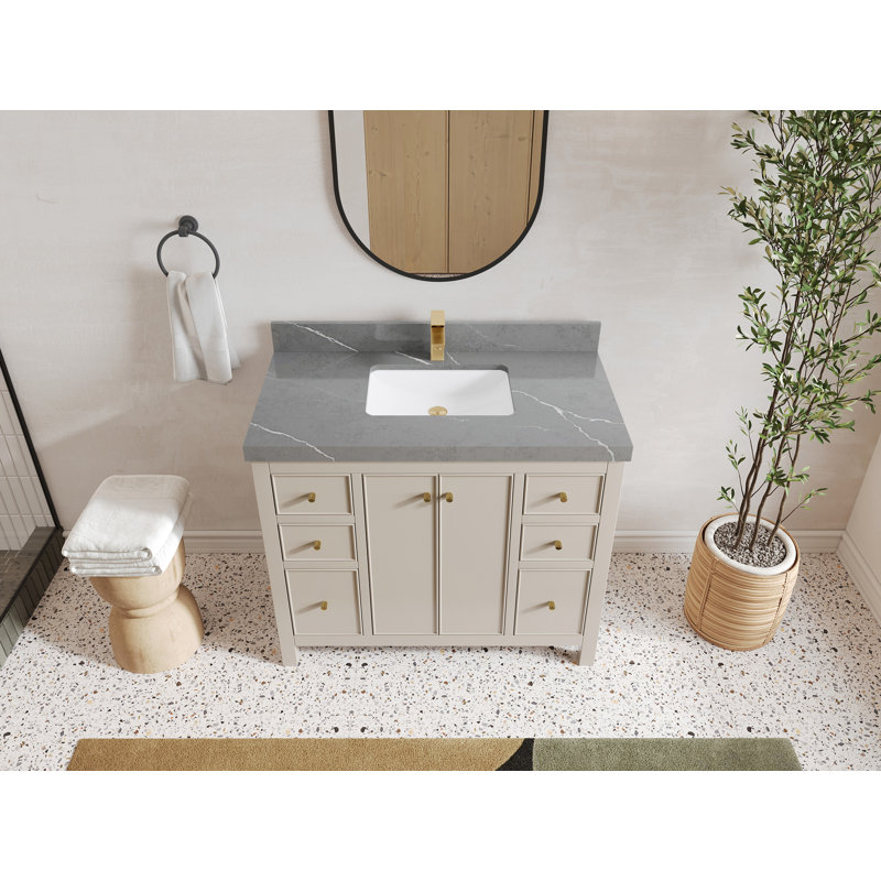 Meuble-lavabo simple 48 po avec comptoir en quartz Chicago