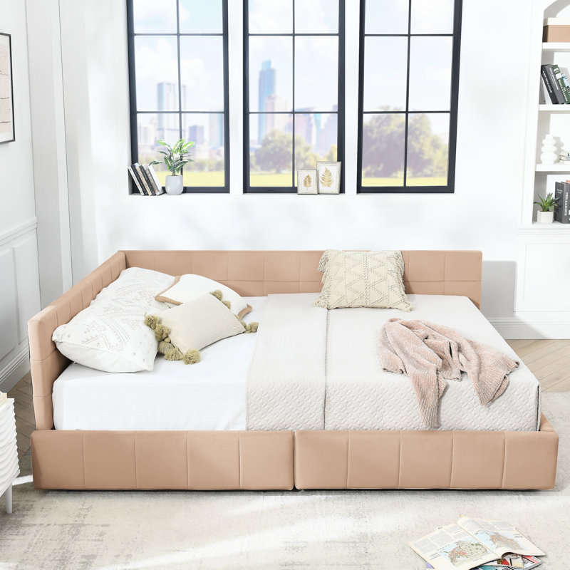 Structure de lit confortable en velours rose avec rangement et rangement pour la chambre à coucher