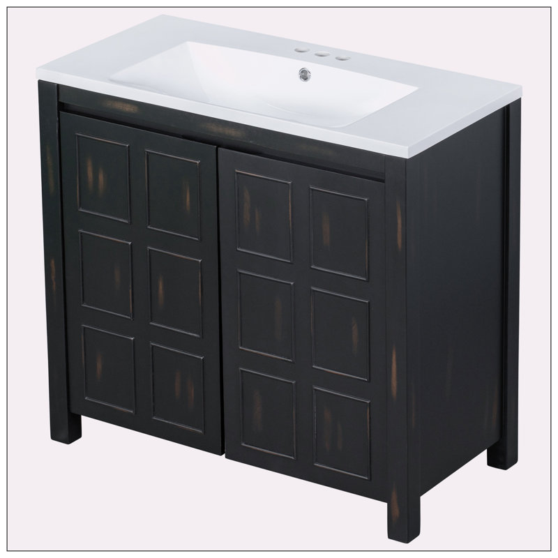 Meuble-lavabo simple 36 po avec plateau en résine Bhavi