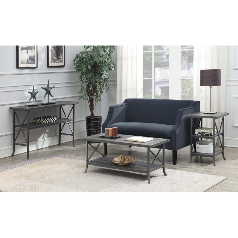Table de bout Kehl Brooklynn, Plateau gris anthracite / base gris ardoise