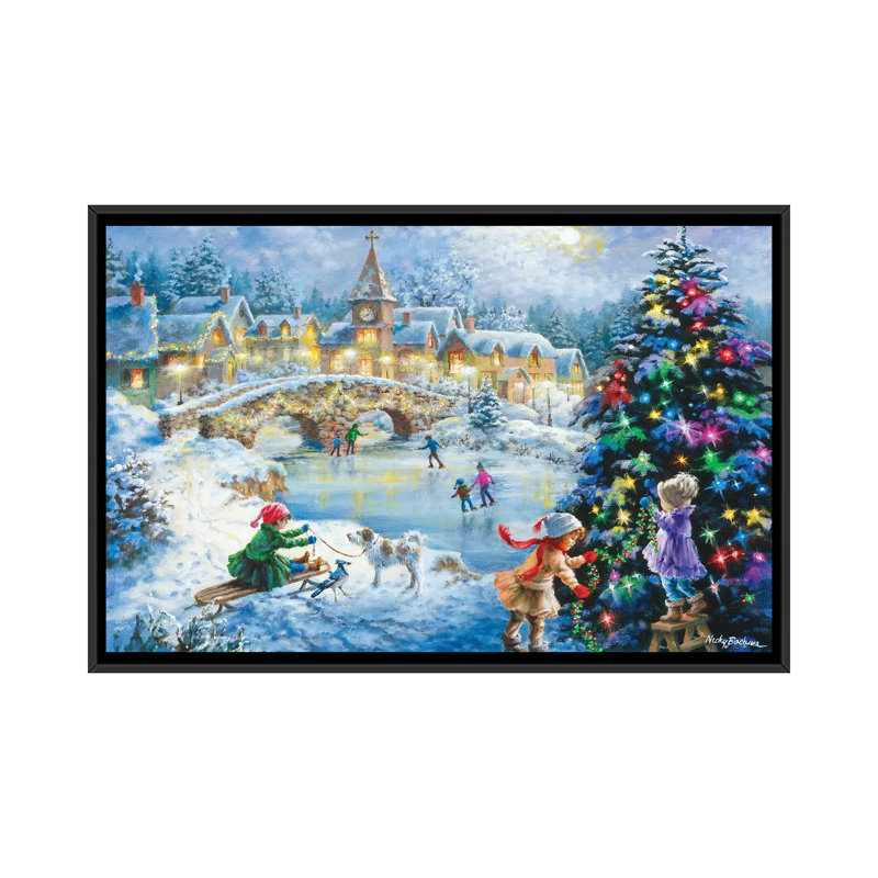 «Joyful Celebration», reproduction d'art sur toile, H 18 po x l 26 po x P 1,5 po, Toile avec cadre noir, Pas de tapis
