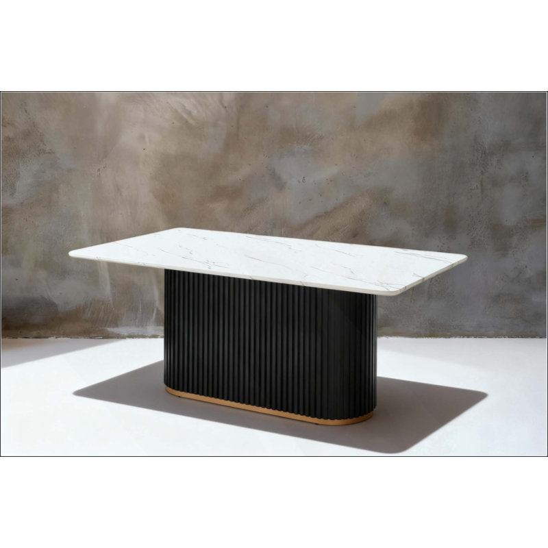 Ensemble de table de salle à manger pour 6 personnes, plateau de table en faux marbre avec base en métal à bordure dorée et chaises rembourrées en chenille, idéal pour la cuisine, la réception et la salle de conférence